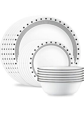 18-Piece Lightweight Dinnerware Set for 6, Chip-Resistant Round Plates & Bowls